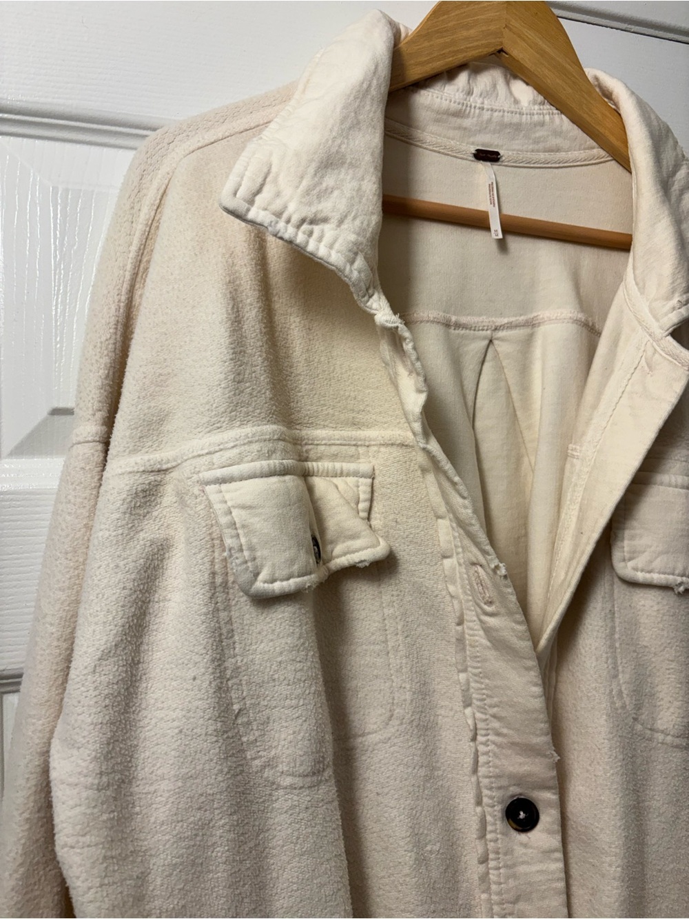 Free People Cream Button-Front Utility Shacket - Picture 4 of 6